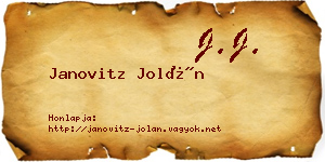 Janovitz Jolán névjegykártya
